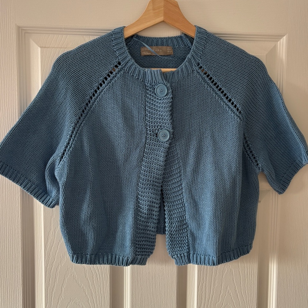 Cropped short sleeve cardigan